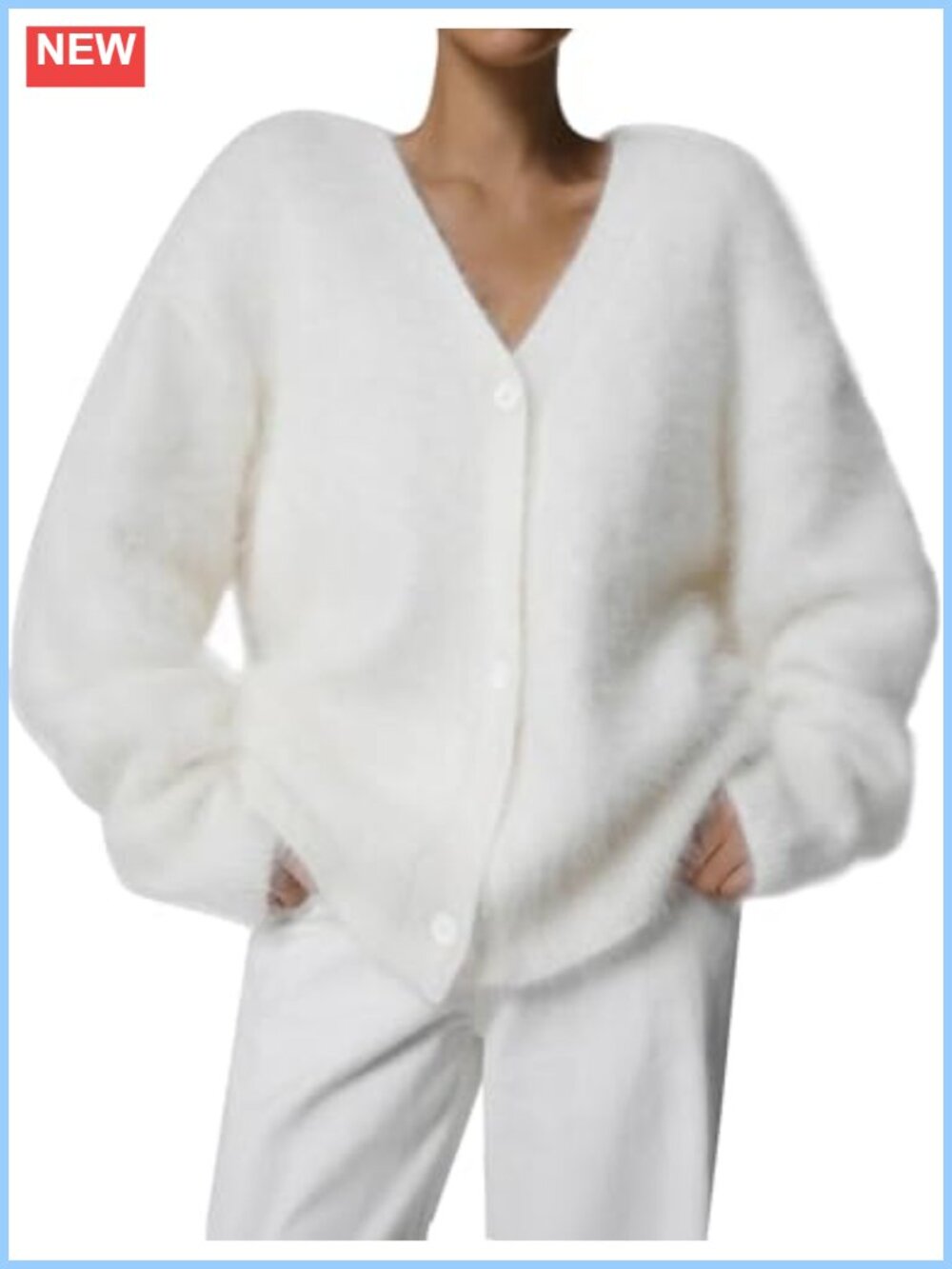 Fuzzy Mohair Cardigan Slouchy Fluffy Knit V Neck Sweater